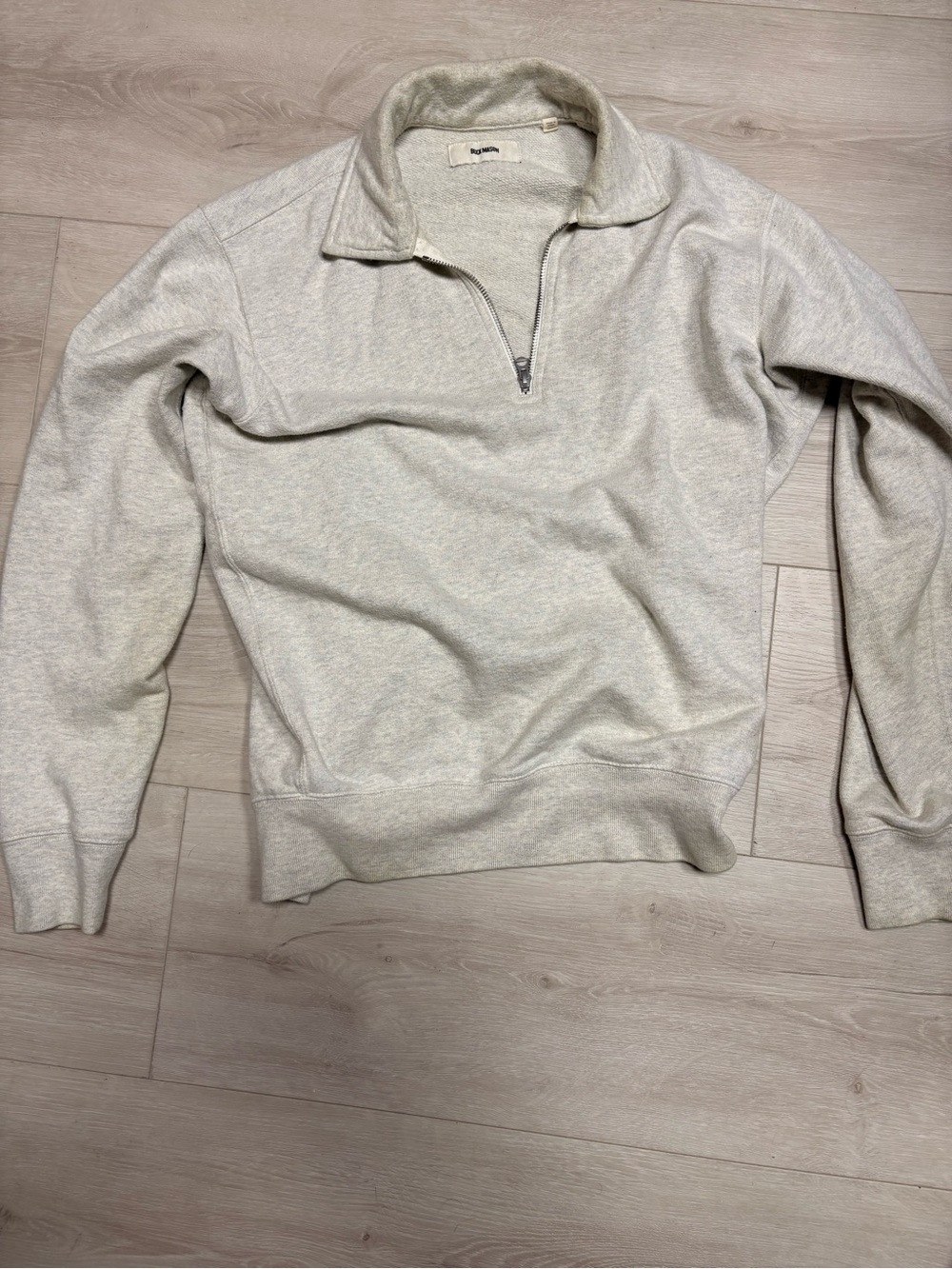Buck Mason Light Oatmeal Half-Zip Sweater